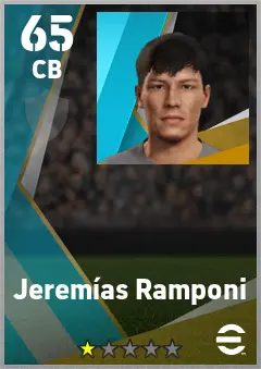 Jeremias Ramponi eFootball 2026 player card — 65 OVR CB