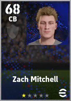Zach Mitchell eFootball 2026 player card — 68 OVR CB