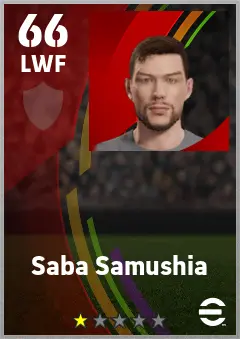 Saba Samushia eFootball 2026 player card — 66 OVR LWF