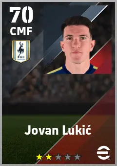 Jovan Lukic eFootball 2026 player card — 70 OVR CMF