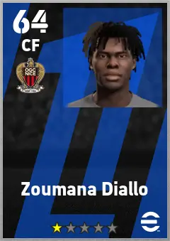Zoumana Diallo eFootball 2026 player card — 64 OVR CF