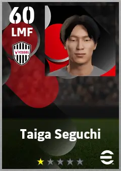 Taiga Seguchi eFootball 2026 player card — 60 OVR LMF