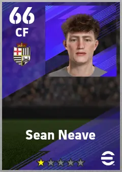 Sean Neave eFootball 2026 player card — 66 OVR CF