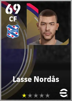 Lasse Nordas eFootball 2026 player card — 69 OVR CF
