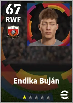 Endika Bujan eFootball 2026 player card — 67 OVR RWF