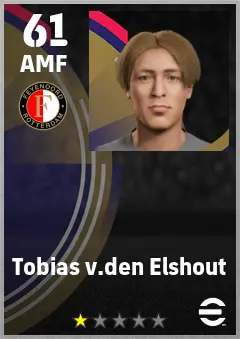 Tobias v.den Elshout eFootball 2026 player card — 61 OVR AMF