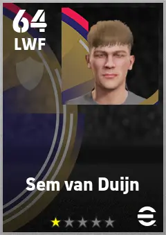 Sem van Duijn eFootball 2026 player card — 64 OVR LWF