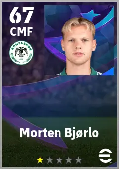 Morten Bjorlo eFootball 2026 player card — 67 OVR CMF