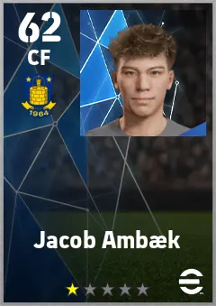 Jacob Ambaek eFootball 2026 player card — 62 OVR CF