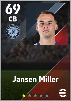 Jansen Miller eFootball 2026 player card — 69 OVR CB