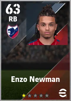 Enzo Newman eFootball 2026 player card — 63 OVR RB