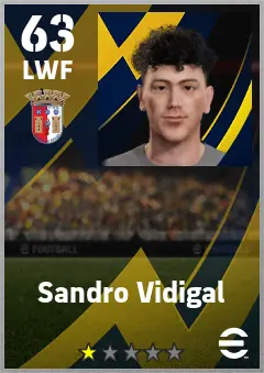 Sandro Vidigal eFootball 2026 player card — 63 OVR LWF