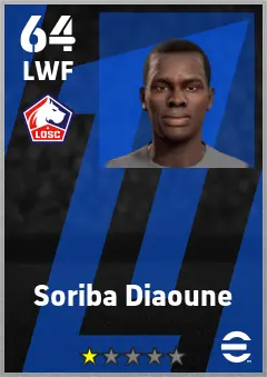 Soriba Diaoune eFootball 2026 player card — 64 OVR LWF