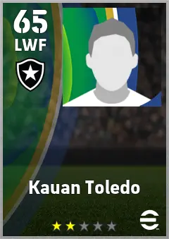 Kauan Toledo eFootball 2026 player card — 65 OVR LWF