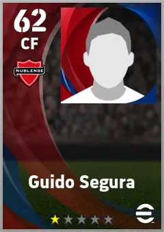 Guido Segura eFootball 2026 player card — 62 OVR CF