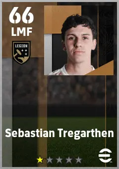 Sebastian Tregarthen eFootball 2026 player card — 66 OVR LMF