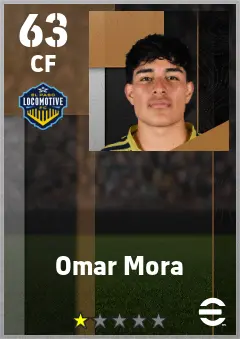 Omar Mora eFootball 2026 player card — 63 OVR CF