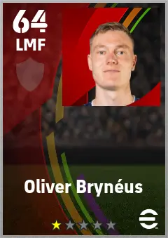 Oliver Bryneus eFootball 2026 player card — 64 OVR LMF