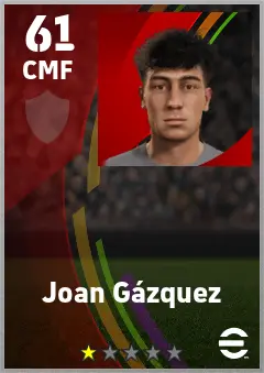 Joan Gazquez eFootball 2026 player card — 61 OVR CMF