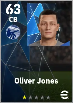 Oliver Jones eFootball 2026 player card — 63 OVR CB