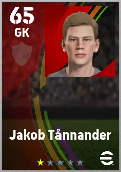 Jakob Tannander eFootball 2026 player card — 65 OVR GK