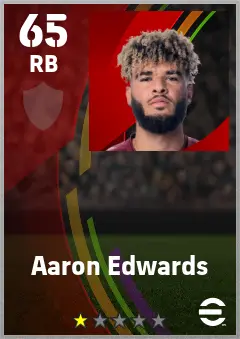 Aaron Edwards eFootball 2026 player card — 65 OVR RB