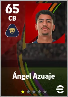 Angel Azuaje eFootball 2026 player card — 65 OVR CB