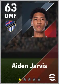 Aiden Jarvis eFootball 2026 player card — 63 OVR DMF