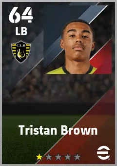 Tristan Brown eFootball 2026 player card — 64 OVR LB