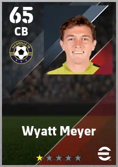 Wyatt Meyer eFootball 2026 player card — 65 OVR CB