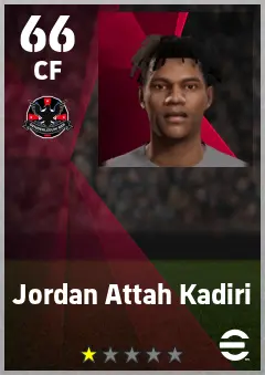 Jordan Attah Kadiri eFootball 2026 player card — 66 OVR CF