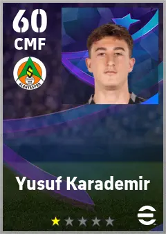 Yusuf Karademir eFootball 2026 player card — 60 OVR CMF