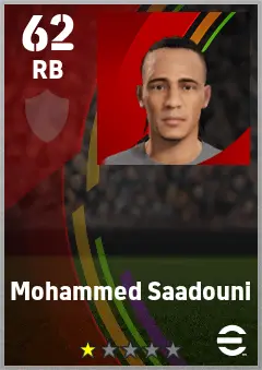Mohammed Saadouni eFootball 2026 player card — 62 OVR RB