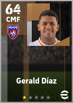 Gerald Diaz eFootball 2026 player card — 64 OVR CMF