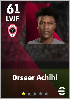 Orseer Achihi eFootball 2026 player card — 61 OVR LWF