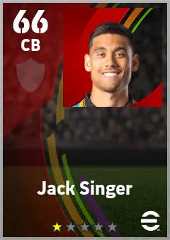 Jack Singer eFootball 2026 player card — 66 OVR CB