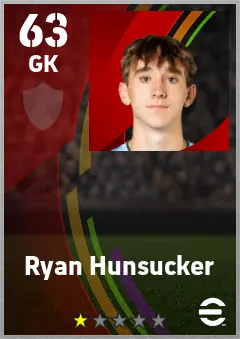 Ryan Hunsucker eFootball 2026 player card — 63 OVR GK