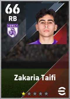 Zakaria Taifi eFootball 2026 player card — 66 OVR RB