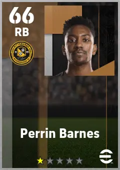 Perrin Barnes eFootball 2026 player card — 66 OVR RB