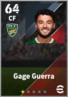 Gage Guerra eFootball 2026 player card — 64 OVR CF