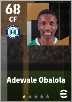 Adewale Obalola eFootball 2026 player card — 68 OVR CF