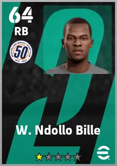 W. Ndollo Bille eFootball 2026 player card — 64 OVR RB