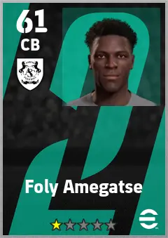 Foly Amegatse eFootball 2026 player card — 61 OVR CB