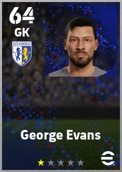 George Evans eFootball 2026 player card — 64 OVR GK