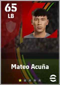 Mateo Acuna eFootball 2026 player card — 65 OVR LB