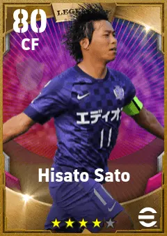 Hisato Sato eFootball 2026 player card — 80 OVR CF