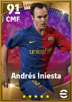 Andres Iniesta eFootball 2026 player card — 91 OVR CMF