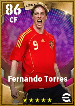 Fernando Torres eFootball 2026 player card — 86 OVR CF