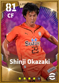 Shinji Okazaki eFootball 2026 player card — 81 OVR CF