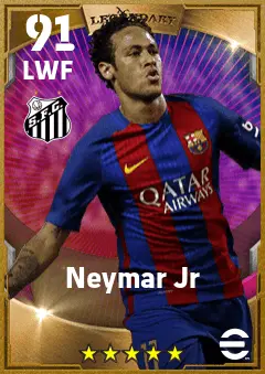 Neymar Jr eFootball 2026 player card — 91 OVR LWF